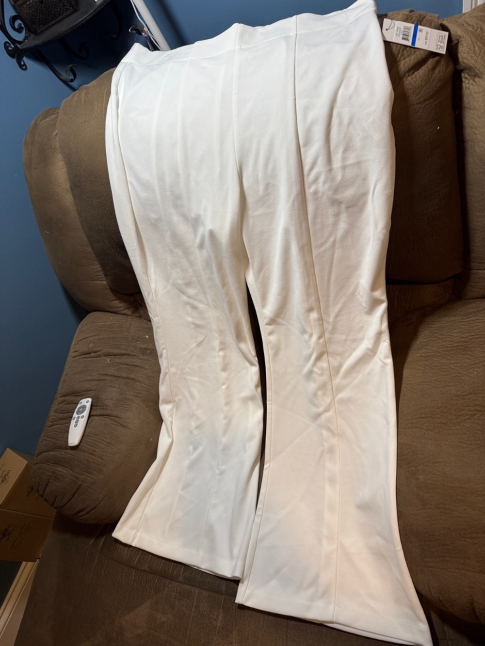 DKNY White Flared Knit Pants SZ XL